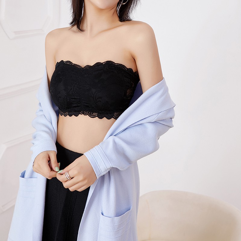 Áo Bra Quây Ren Không Dây Cài Sau Siêu Đẹp- ÁO BRA QUÂY REN HOA KHÔNG DÂY ĐỆM MỎNG CHỐNG TỤT HỞ VAI CHẤT SIÊU ĐẸP