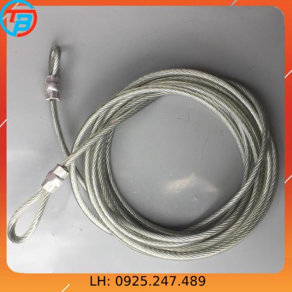 Dây cáp khóa xe bọc nhựa phi 8 dài 15m.