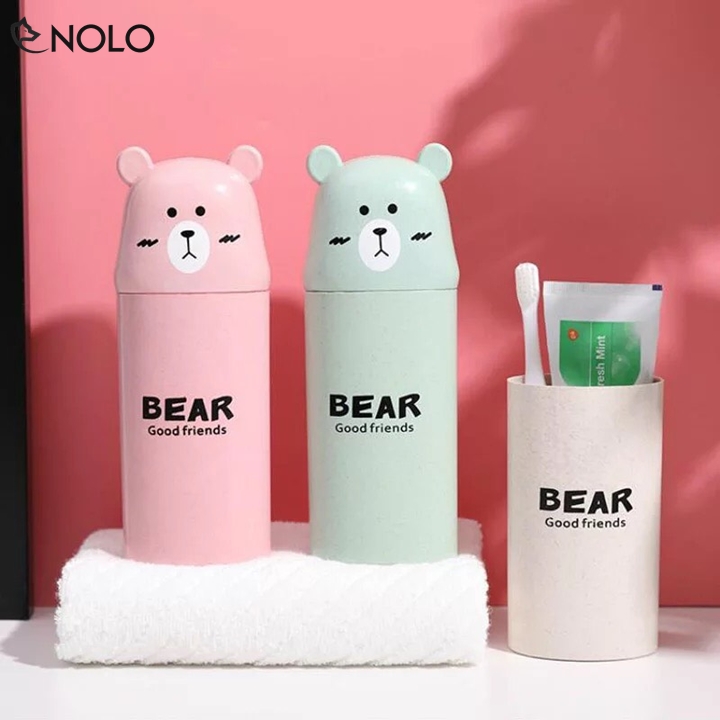Easy to carry bear's toothbrush, toothpaste, razor with dust cover