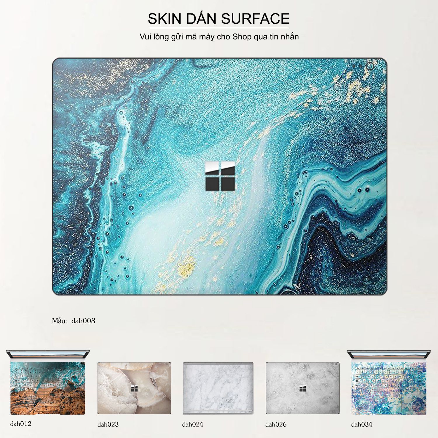 Decal Skin dán Surface Pro / Laptop / Go / Book mẫu vân đá (inbox mã máy cho shop)