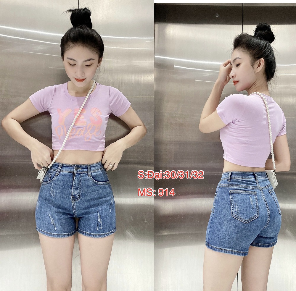 Quần sọt jean nữ mãu cào xước hàng co giãn