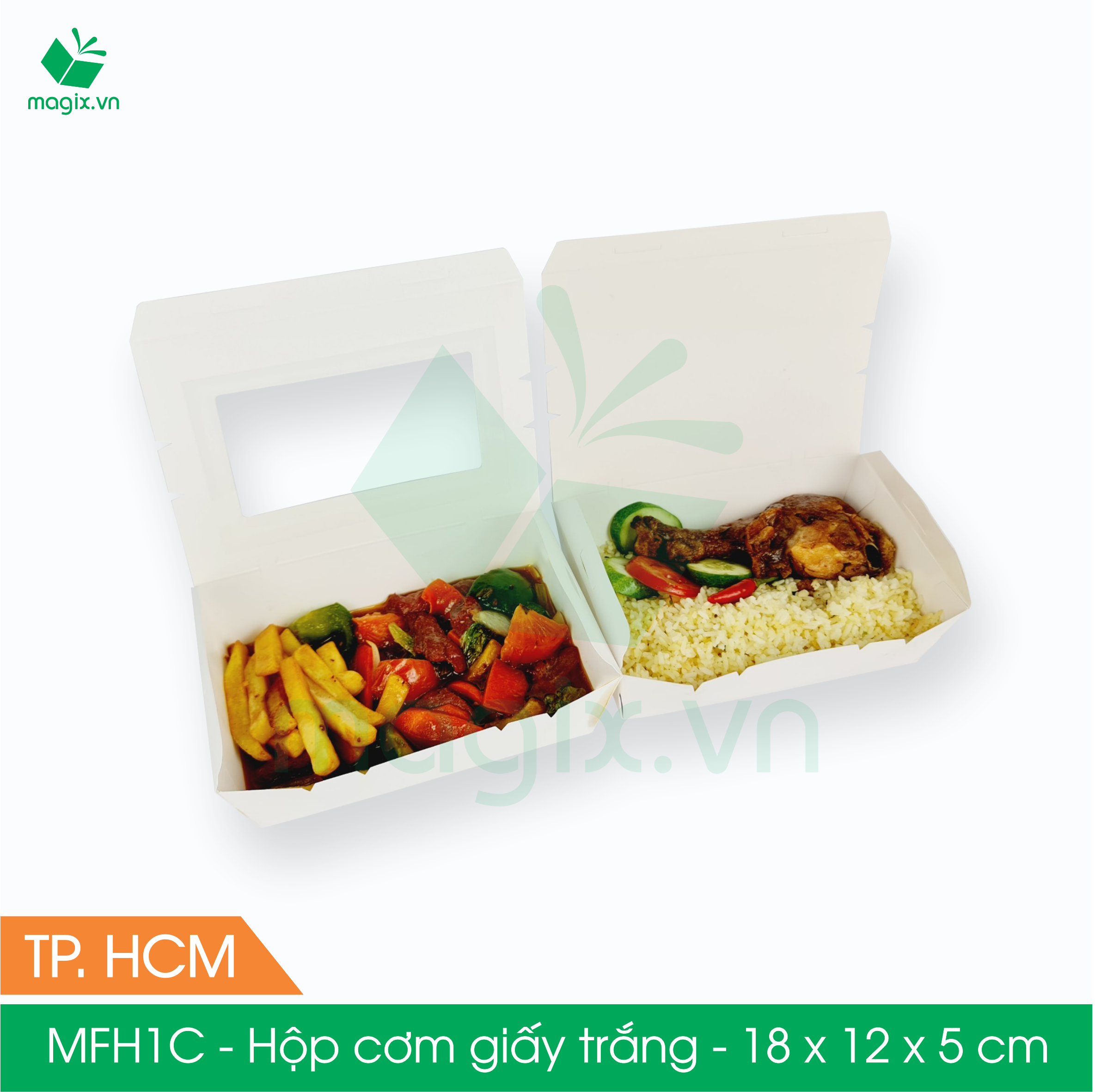 MFH1C - 500 Hộp giấy trắng đựng đồ ăn