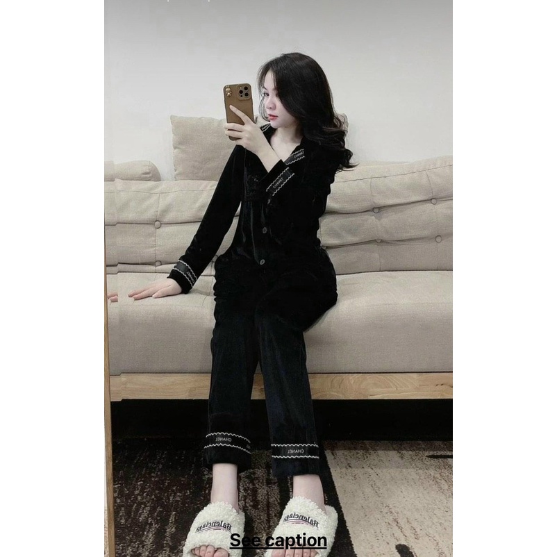 Đồ bộ pyjama chất liệu gấm xước phong cách quảng châu