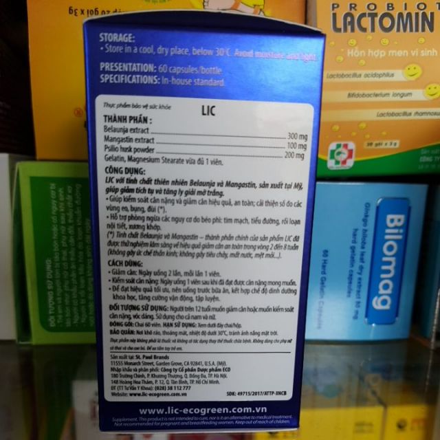( CHÍNH HÃNG) VIÊN GIẢM CÂN Lic HỘP 60 VIÊN