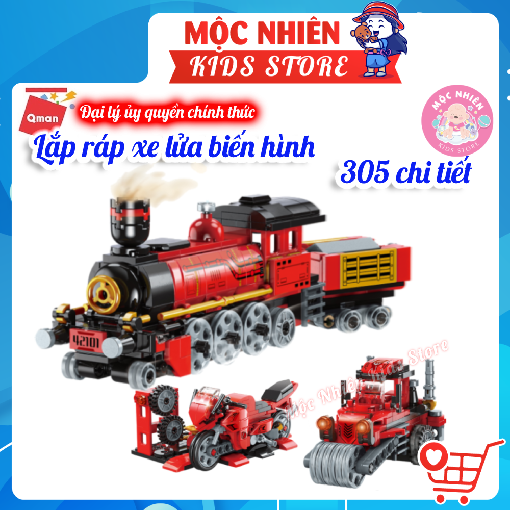 Đồ chơi lắp ráp xếp hình xe lửa qman 42101 - tàu hỏa biến hình - mộc nhiên