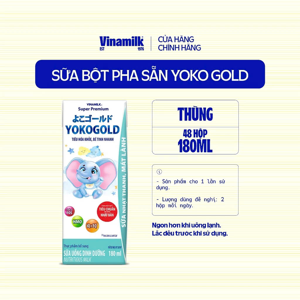 (Expiration Date October 2026) (with Points Card) Box of 48 Cans of Vinamilk Yokogold Ready-To-Drink Milk Powder 180ml.