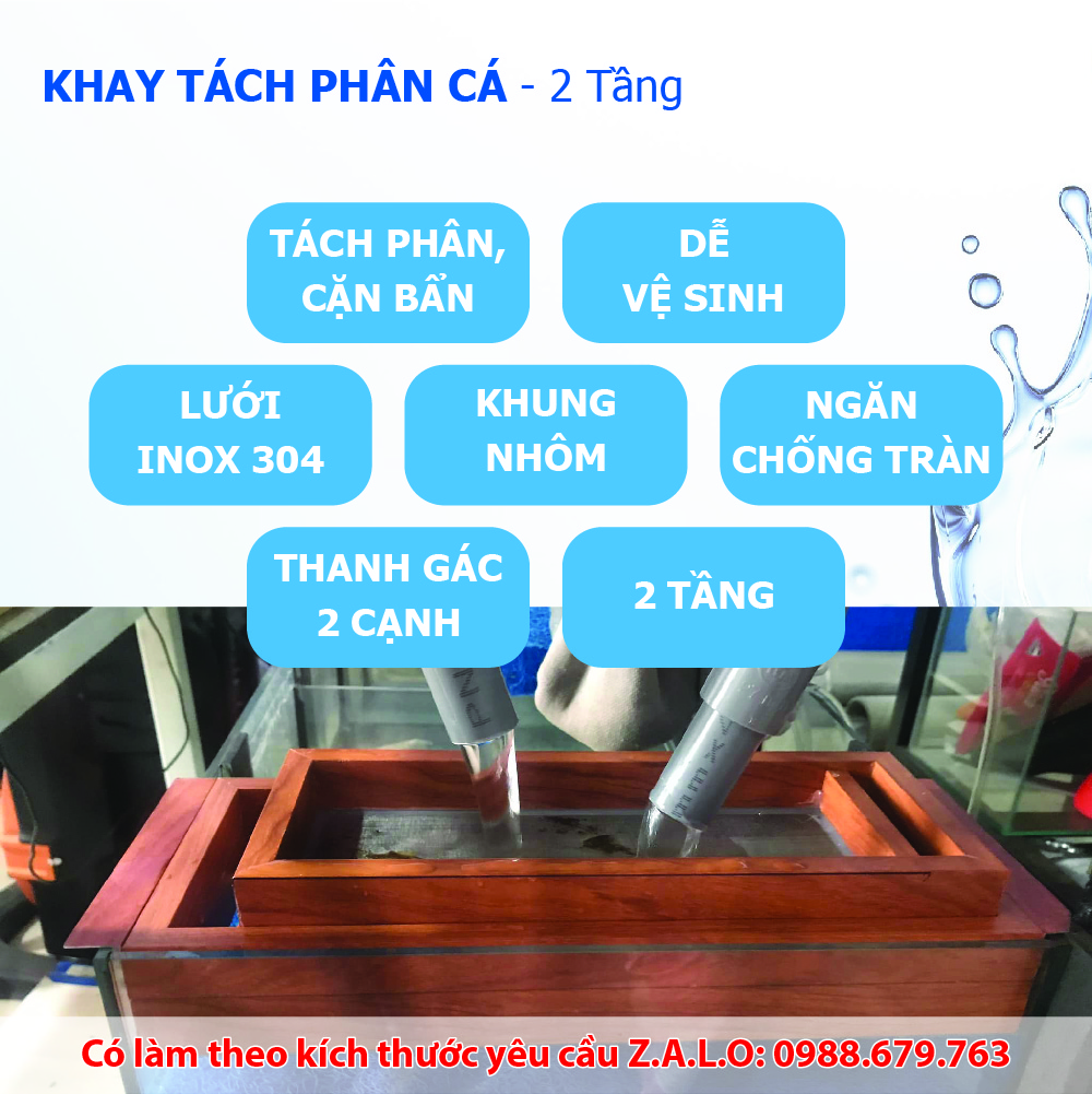 (20cm x 15cm) - Khay tách phân cá - Lưới lọc inox 304