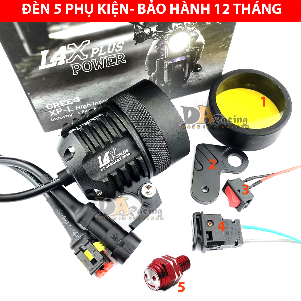 [HCM]Đèn Trợ Sáng L4X Chip XML2 Siêu Sáng Gắn Xe Máy [ Kèm Phụ Kiện ]