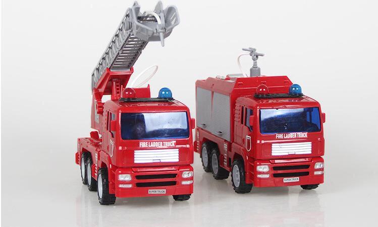 combo 2 xe cứu hỏa phun nước thật. xe vòi phun nước và xe thang phun nước