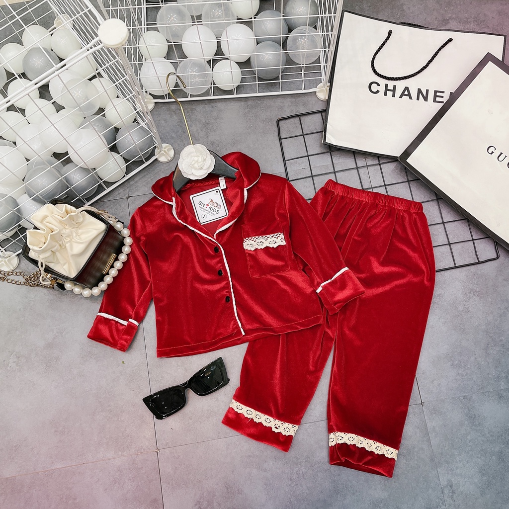 Bộ Pijama Nhung Cho Bé Gái