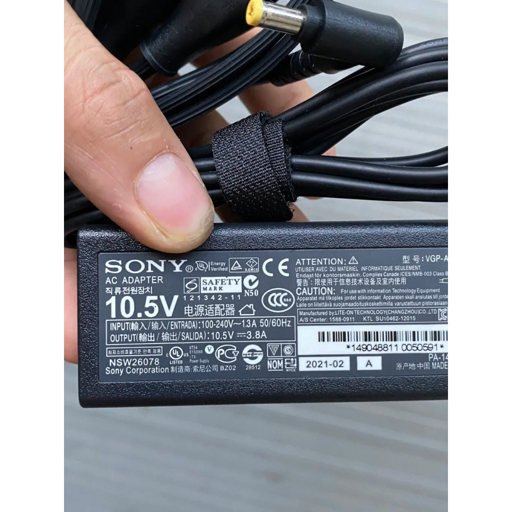 Sạc Laptop Sony Vaio 10.5V - 3.8A (Đầu vàng)