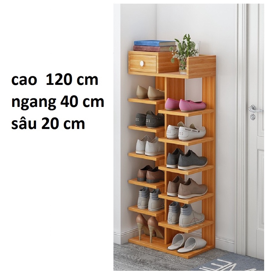 kệ giày gỗ, kệ giày cây LOẠI 6 TẦNG - 1 NGĂN KÉO- gỗ MDF