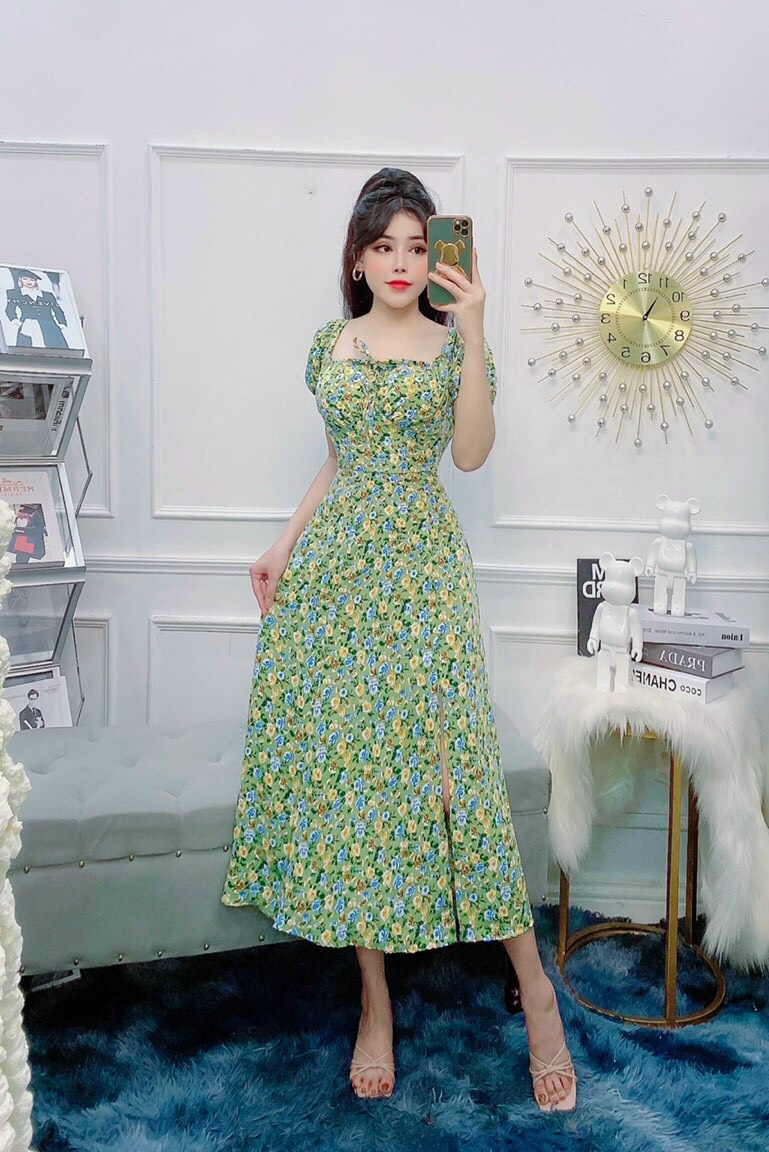 ĐẦM HOA NHÍ XẺ TÀ, chất lụa mềm mịn, siêu đẹp LT