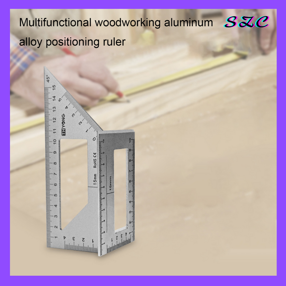 SZC Aluminum Alloy 45/90 Degree Angle Ruler Vertical T-shape Gauge Protractor Tool