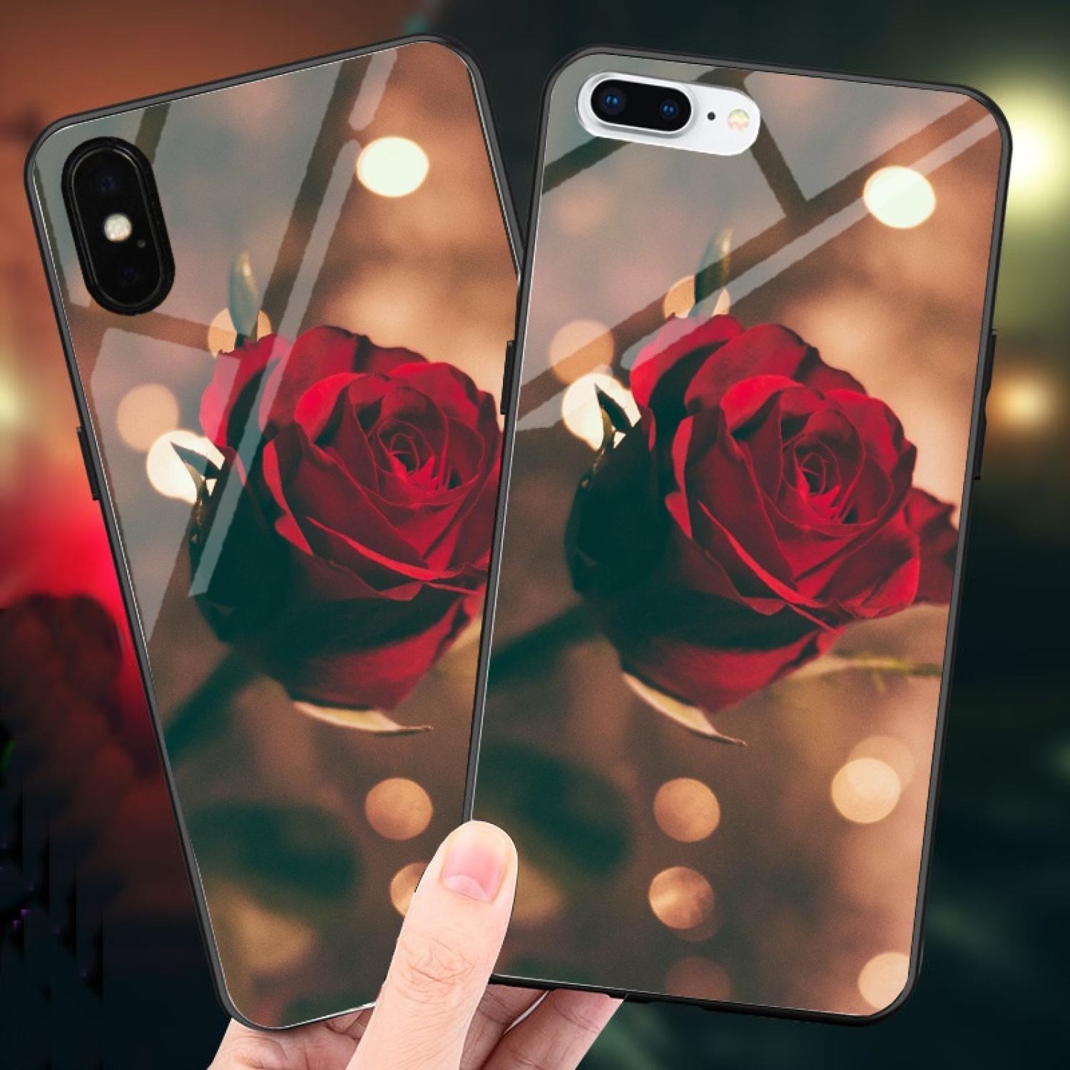 Ốp lưng Điện Thoại Kính Cường Lực In Hình hoa hồng thanh lịch Cho iρhone 13 6s plus 12 11 pro max 7 plus 8 X XS max, 11 mini, 12 mini, Xr