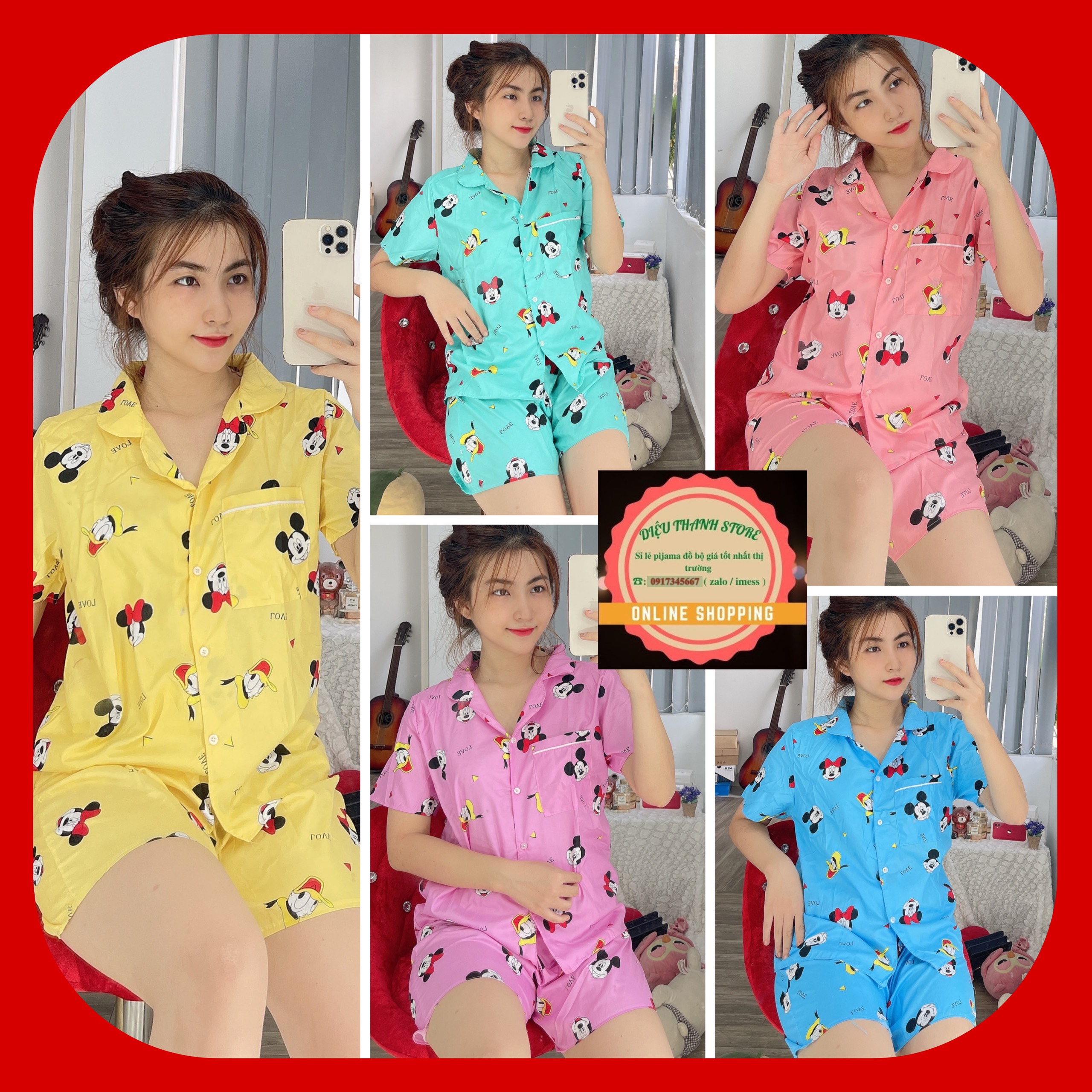 [100K 3 BỘ MICKEY ĐẸP] ĐỒ BỘ KATE NGẮN MICKEY form từ 49kg đến 60kg