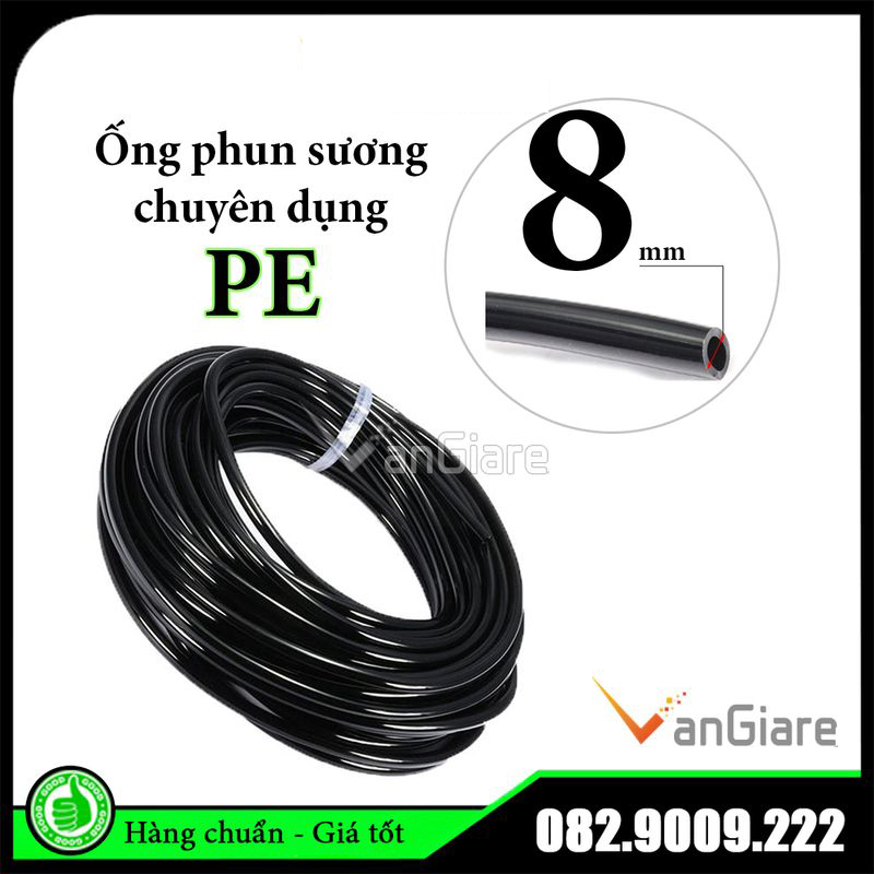 Ống phun sương 8mm (Loại tốt) - Ống PE 8 ly 5 mét, 50 mét, 100 mét (cuộn)