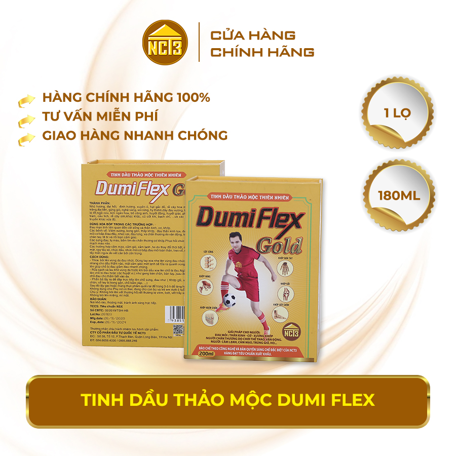 Tinh dầu thảo mộc dumi flex 180ml - thảo dược trị liệu