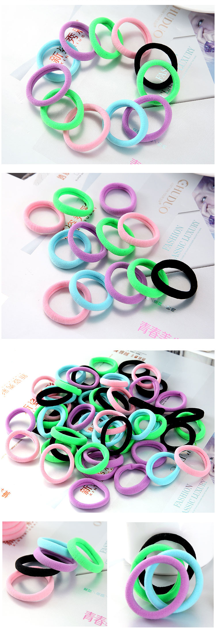 Set 10 Dây Thun Cột Tóc Màu Trơn Đa Dạng Thời Trang Cho Nữ