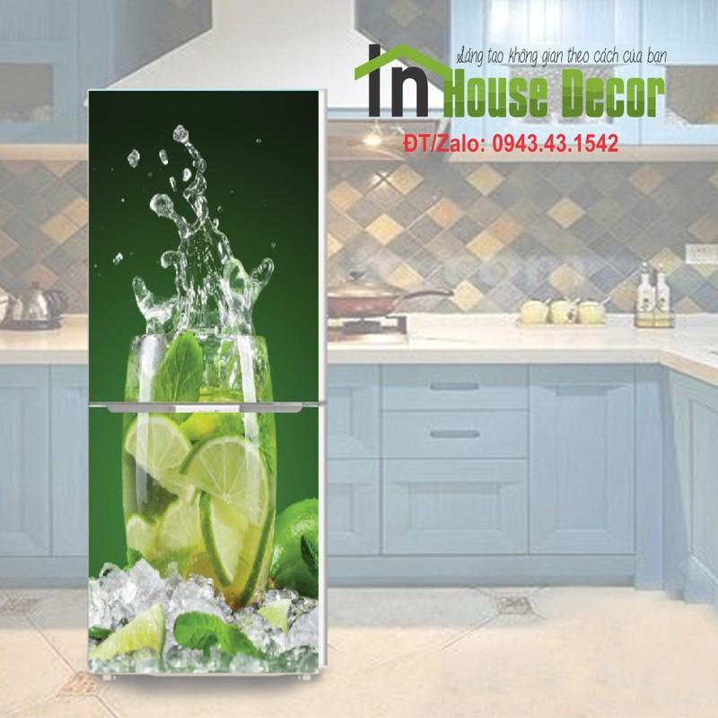 Tranh dán tủ lạnh Decan dán tủ lạnh 3d cốc nước chanh