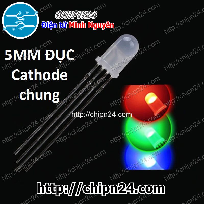 Led 5mm đục 7 màu rgb 4 chân k chung