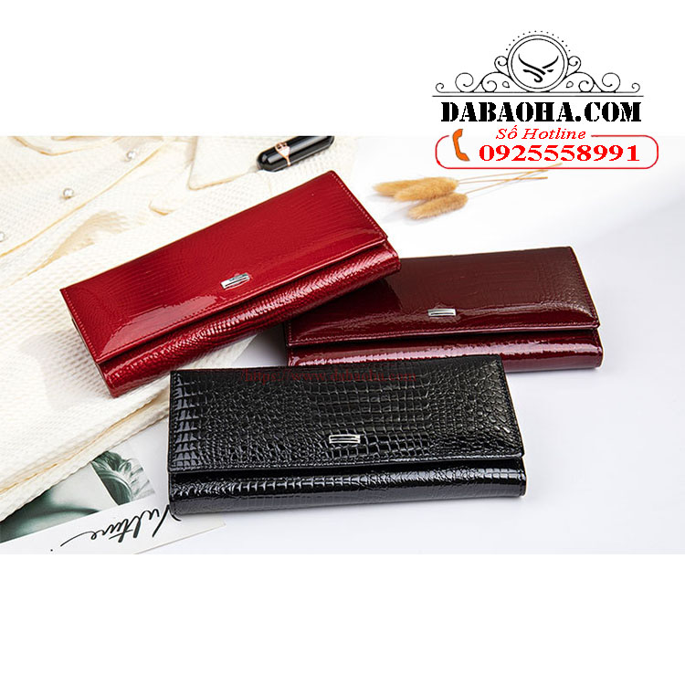 Ví dài nữ da bò thật BHM1069 Ví gập đôi