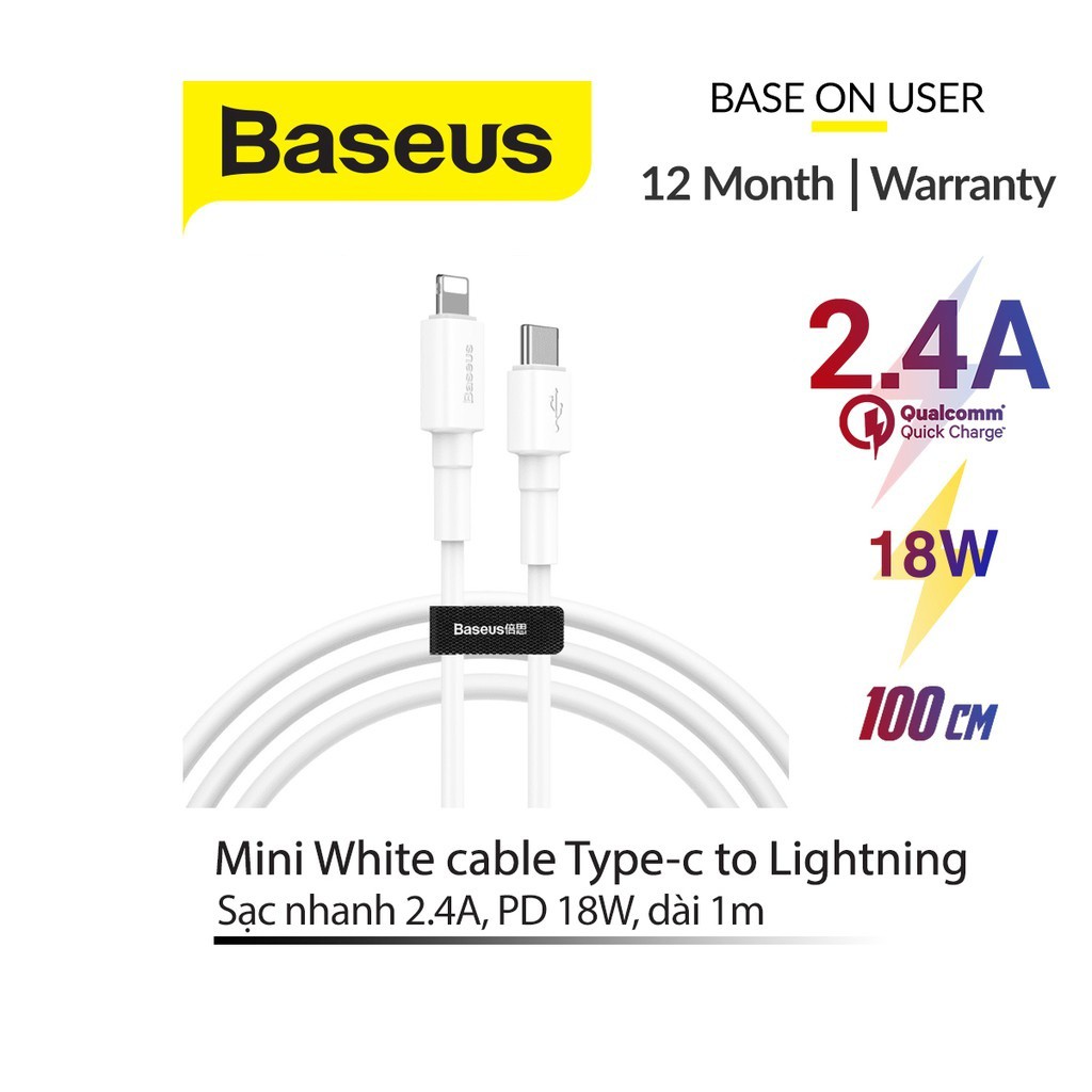 Cáp sạc nhanh Baseus Superior Series Type-C to Lightning hỗ trợ sạc nhanh PD 20W, Q.C 3.0, truyền dữ liệu nhanh 480Mbps, thích với hệ điều hành IOS, dài 1m