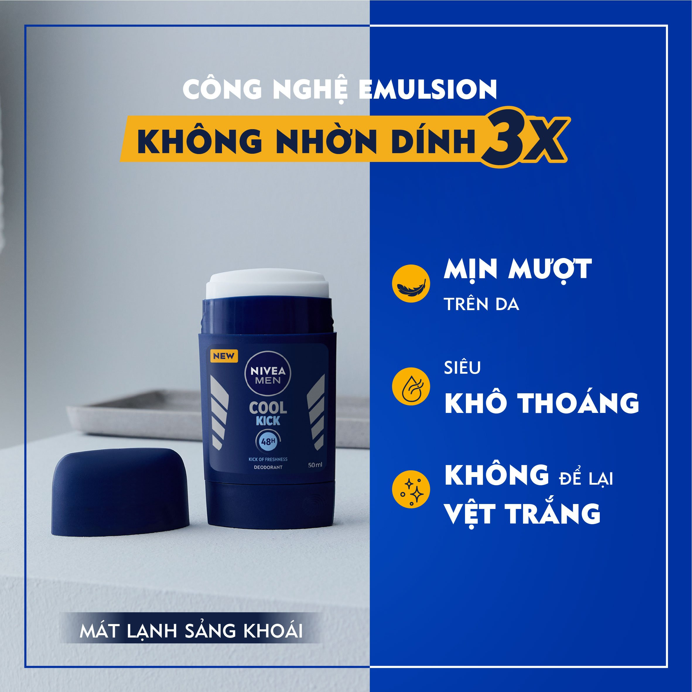 Sáp Ngăn Mùi Nivea Men Mát Lạnh Cool Kick 50ml