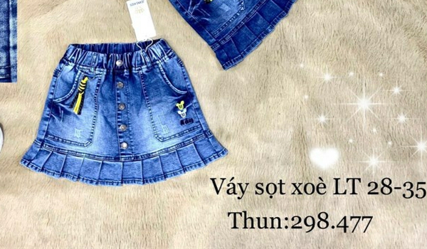Quần sort bé gái giả váy chất jean cao cấp co giãn mạnh lưng thun dễ mặc
