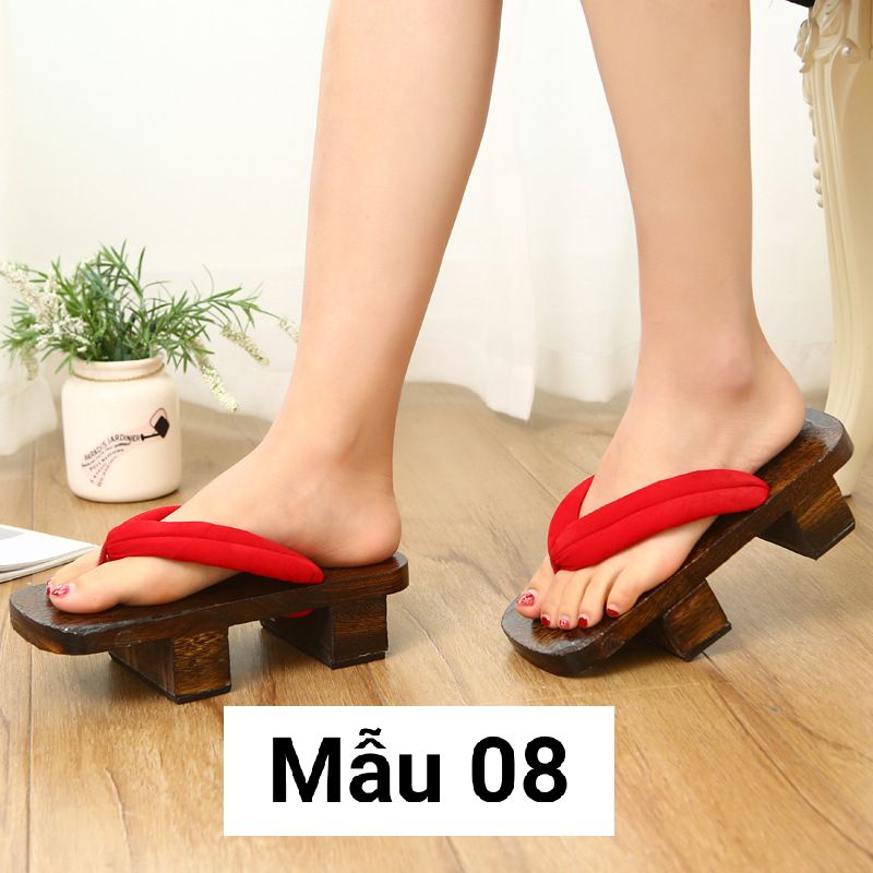 Geta guốc gỗ phong cách Nhật Bản đế cao quai chữ Y dành cho nữ