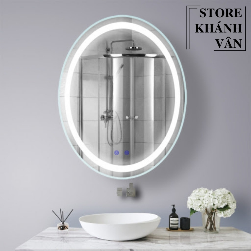 Gương đèn Led hình Ovan - Gương treo tường nhà tắm hình oval 45*60cm - Gương treo tường phòng ngủ cao cấp 45*60cm - Gương treo tường cao cấp 45*60cm - Gương cảm ứng có đèn cao cấp 45*60cm - Thiết bị vệ sinh Khánh Vân