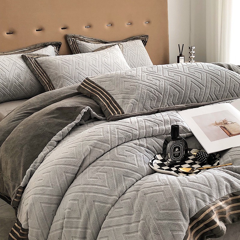 Bộ chăn ga nỉ Hlhome bedding dệt hình thoi siêu mịn