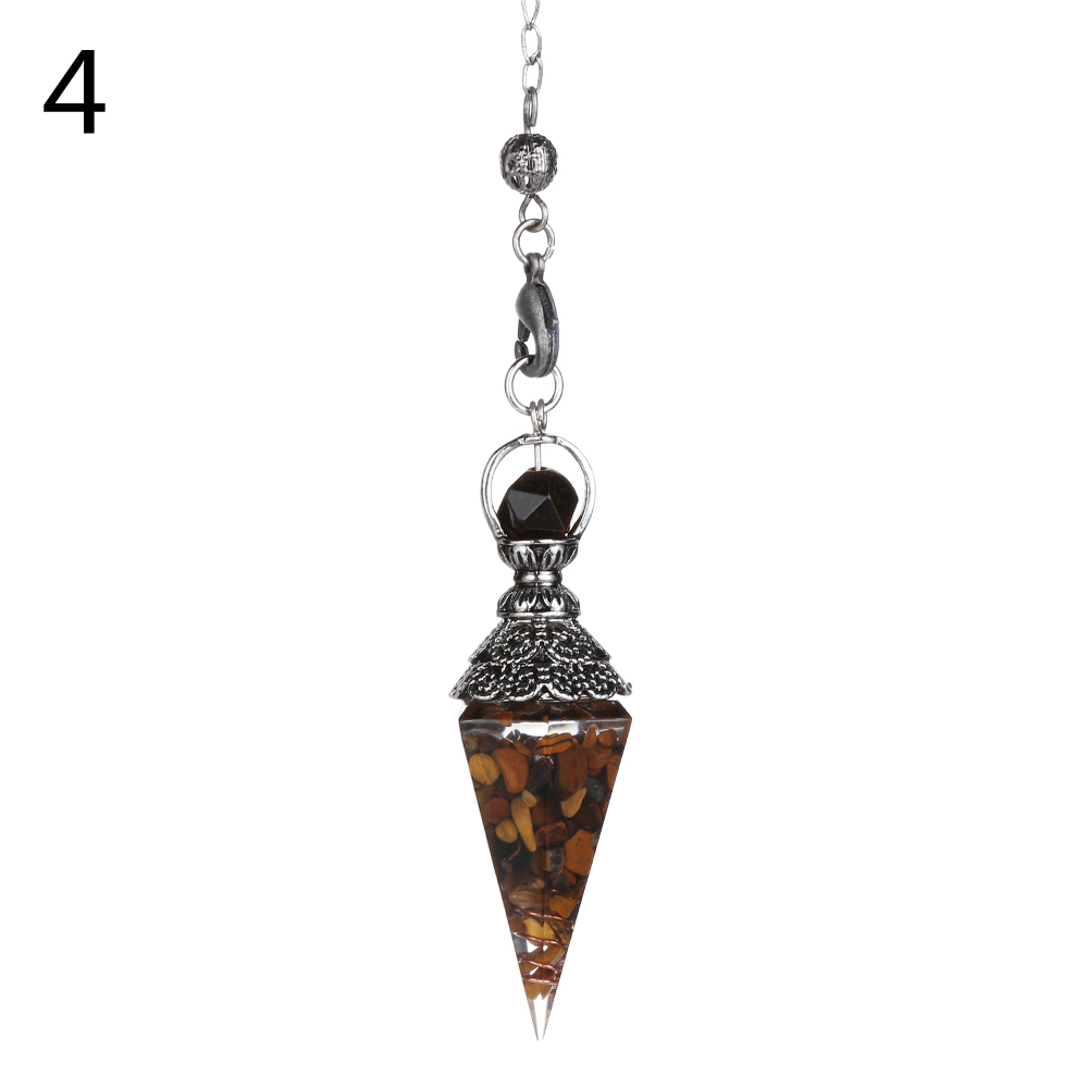 EWELLBE Reiki Con lắc cảm xạ Con lắc Scrying Wicca Đá quý Thuật bói toán Tinh thể Chakra Vòng cổ dây chuyền