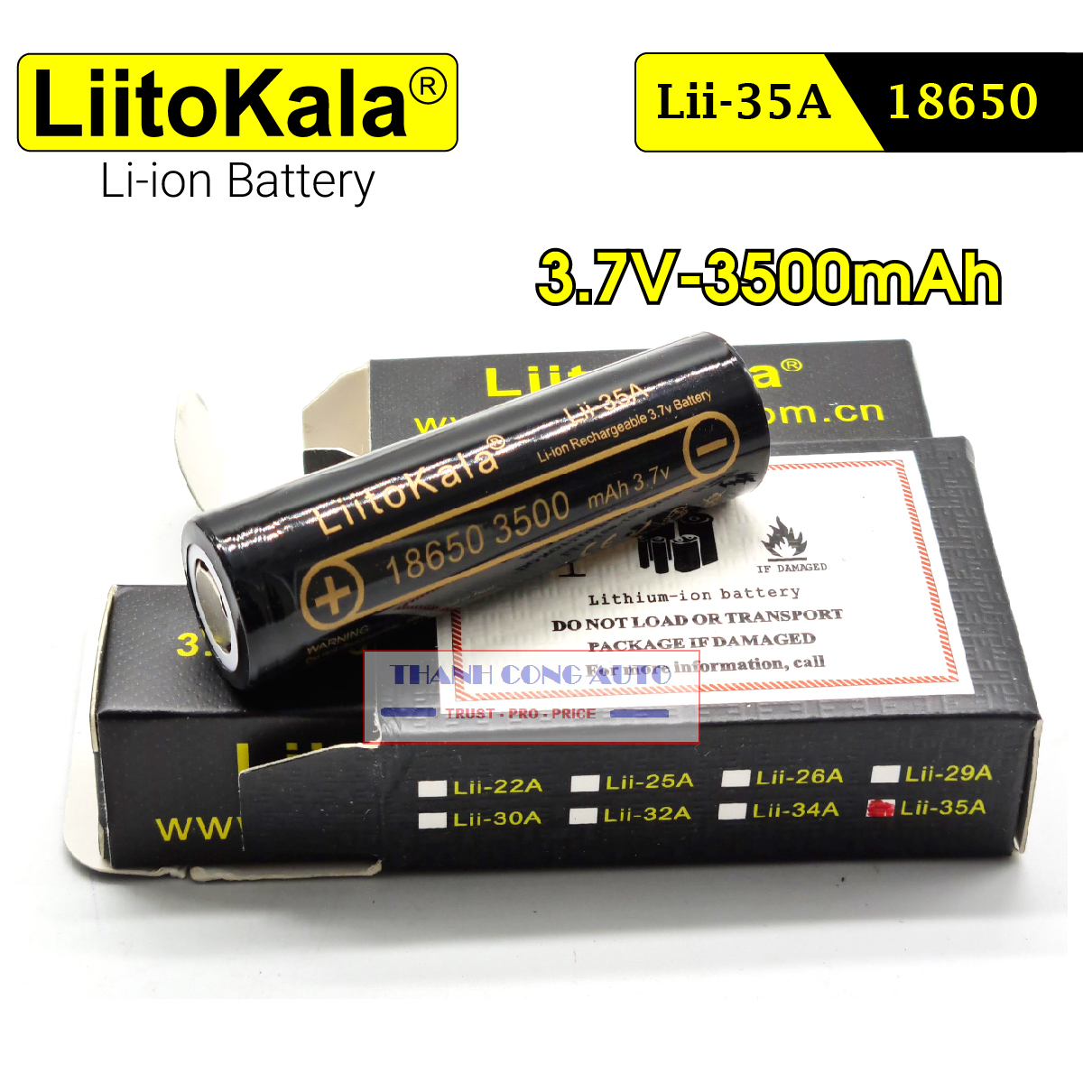 01 viên Pin sạc LiitoKala lii-35A Pin lithium 3.7V 18650 dung lượng cao 3500mah cao cấp