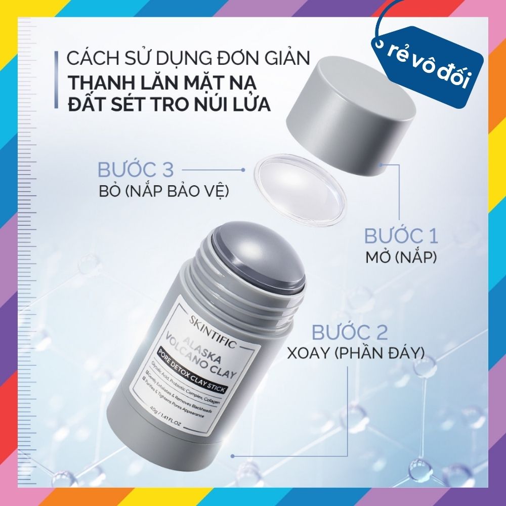 Thanh Lăn Mặt Nạ Đất Sét SKINTIFIC Ngải Cứu / Tro Núi Lửa Alaska 40gr