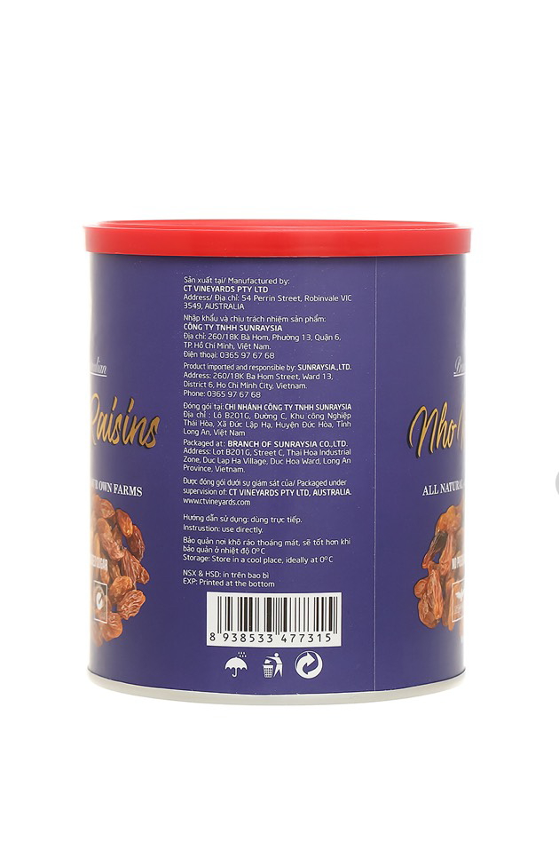 [HCM]Nho khô nhập khẩu Úc - CRIMSON lon 425 gr
