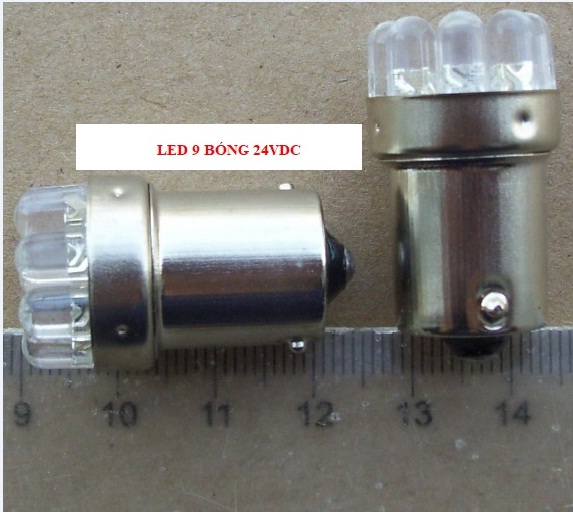 BÓNG 9 LED ĐƠN 24VAC/DC ĐUÔI GÀI 15MM TIẾP XÚC ĐƠN BA15S ÁNH SÁNG ĐỎ