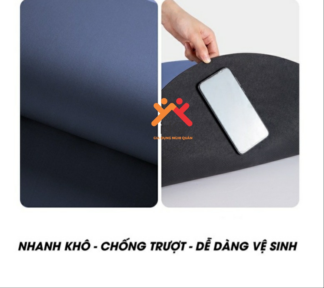 Thảm lau chân silicon siêu thấm hút, khô chân nhanh, chống trơn trượt để nhà tắm, nhà bếp giadungnghiquan G042
