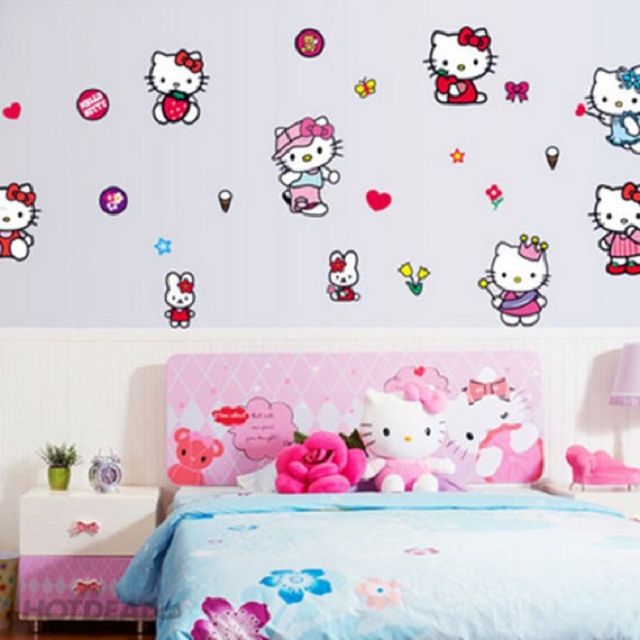 [HCM]Decal dán tường hình Hello Kitty cho bé