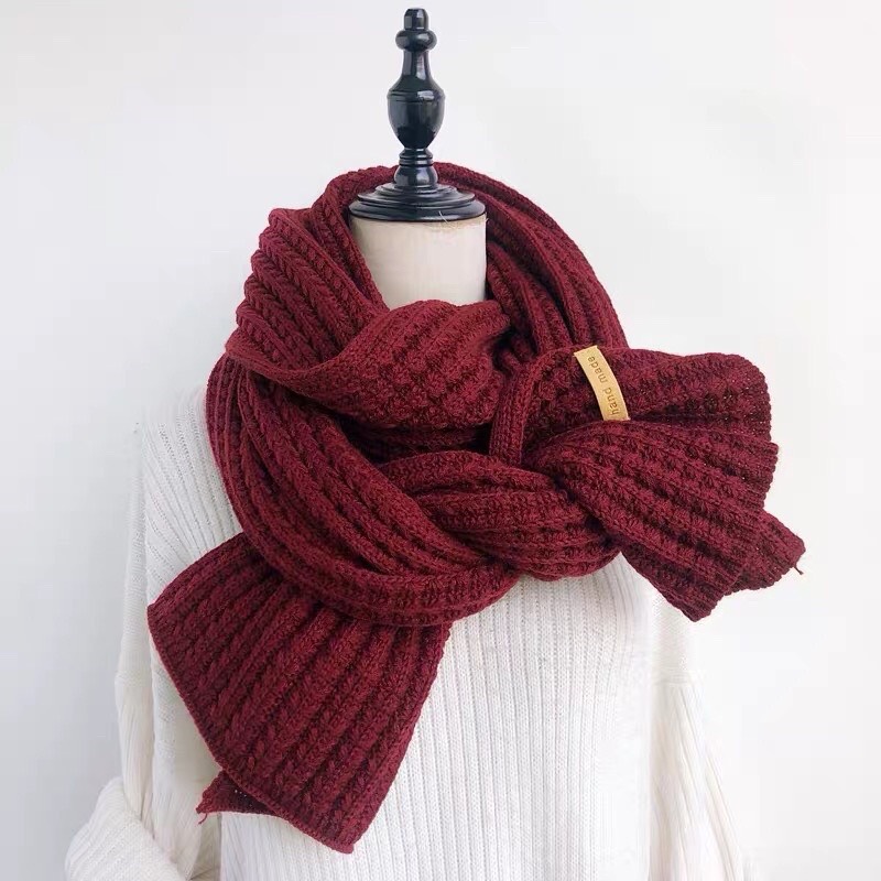Khăn len quàng cổ nam nữ khăn tag handmade nam khăn choàng cổ nữ mùa đông dày ấm khăn len đôi quàng cổ nam nữ hàn quốc