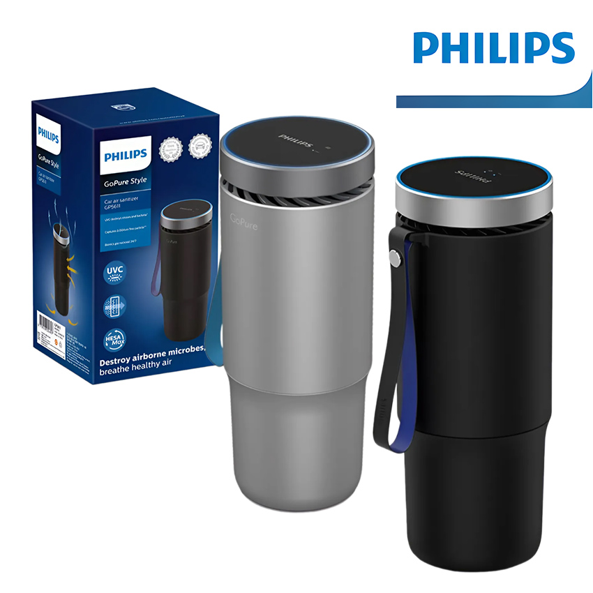 Máy khử mùi, lọc không khí dạng cốc trên xe ô tô cao cấp nhãn hiệu Philips, công suất 5.5W