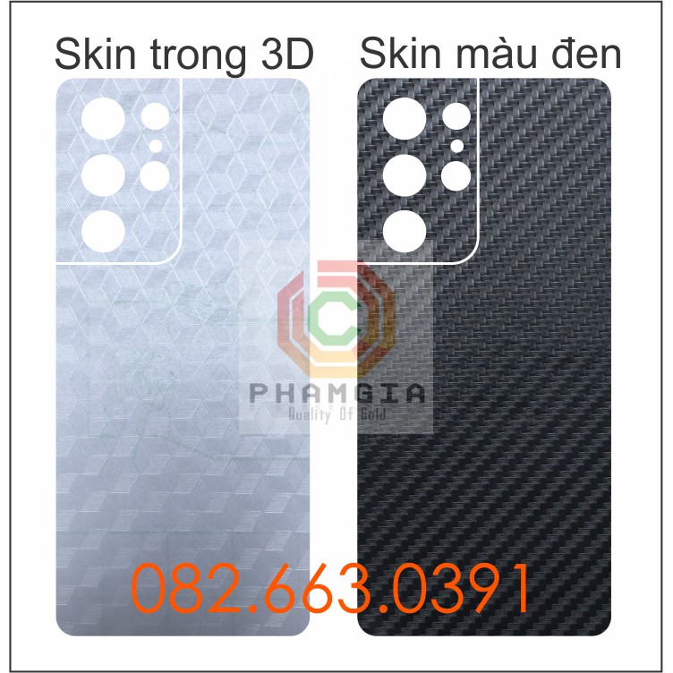 Miếng dán mặt lưng skin carbon Samsung S21 Ultra