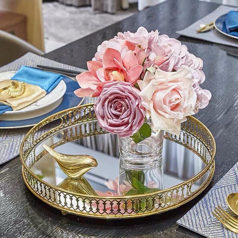 Khay gương trang trí, đựng cốc chén, đồ trang sức, decor