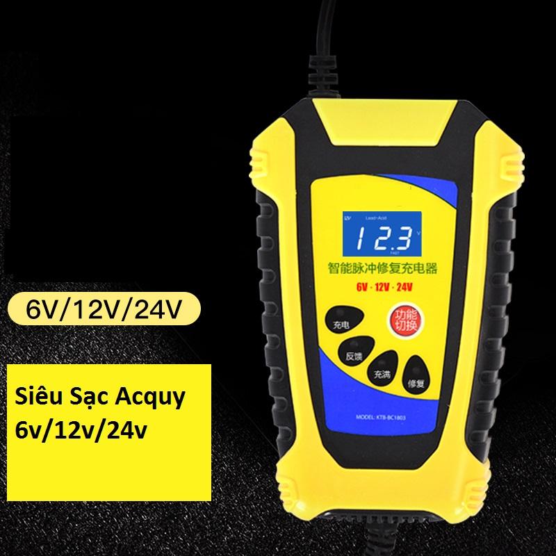 Sạc bình ắc quy thông minh tự ngắt khi đầy 3 cấp độ 6V 12V 24V có quạt tản nhiệt, sạc bình ắc quy, sạc bình ắc quy 12V,máy sạc bình ắc quy - CAR13