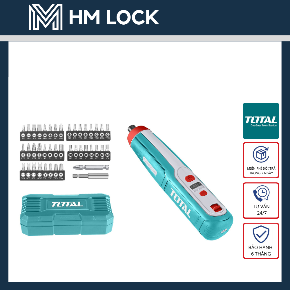 Máy siết vít dùng pin lithium-ion 4v total 41 món - hàng chính hãng - tsdli0403 - hm lock