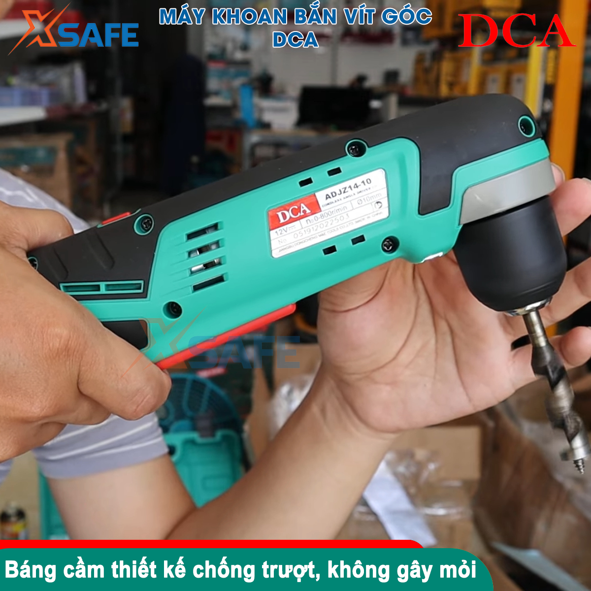 Máy khoan góc cầm tay DCA ADJZ14-10 không chổi than, có đèn LED, máy khoan bắn vít dùng pin sử dụng trong không gian hẹp - xsafe