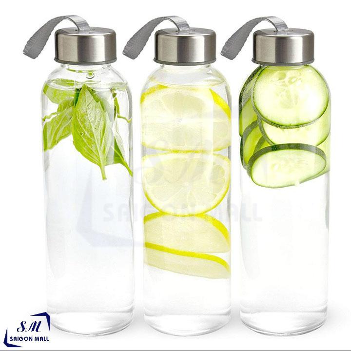 Bình Thuỷ Tinh Đựng Nước 500ML Dây Xách NẮP