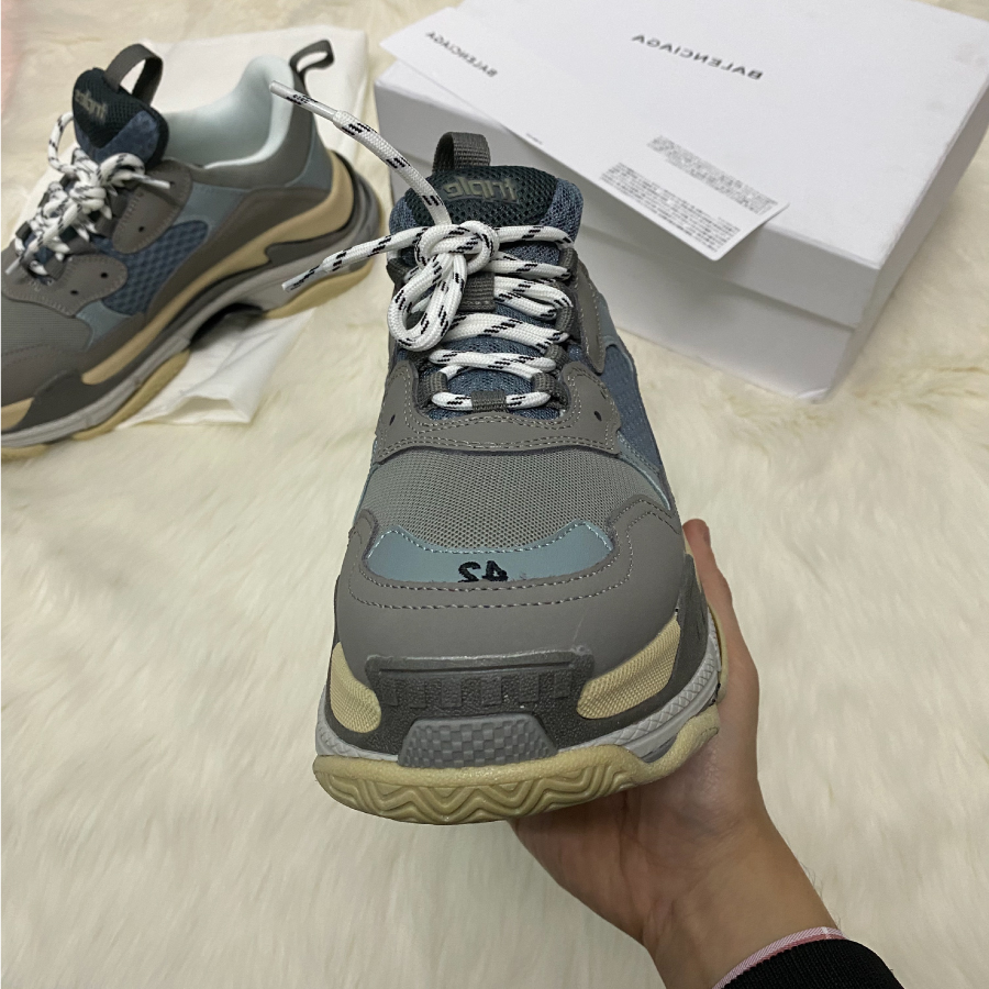 [Full Box & Tặng Vớ] Giày thể thao Sneaker Balenciga TripleS Ghi bạc