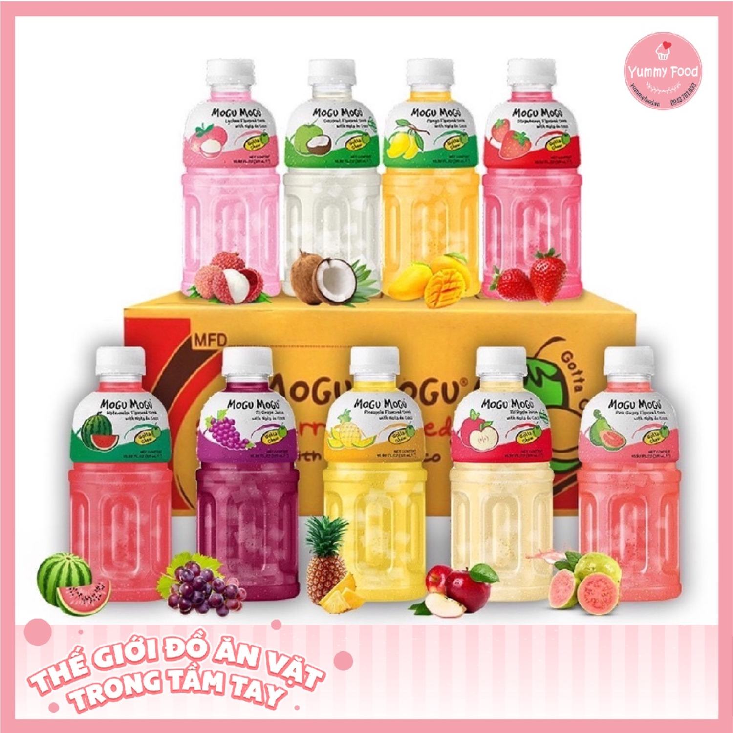 Nước Uống Mogu Mogu 8 Vị (Thùng 24 Chai X 320ml)