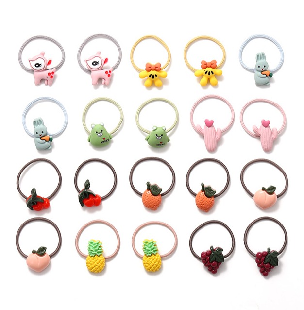 Set 10 Dây Buộc Tóc Jussy Nhiều Hình Dễ Thương Phụ Kiện Siêu Xinh Cho Mẹ Và Bé